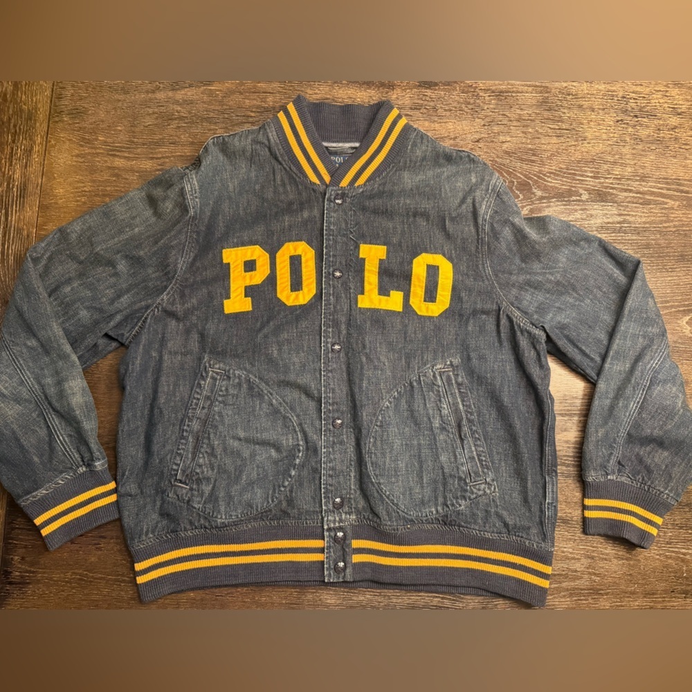 Polo Ralph Lauren Men's Denim Varsity Baseball Jacket - Picture 2 of 5